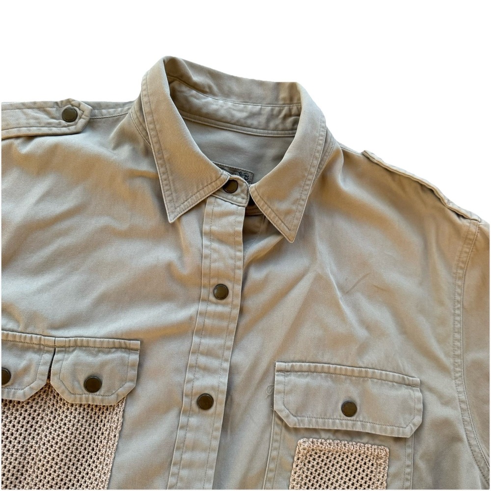 RALPH LAUREN Safari Field Shirt Khaki Utility Pockets womens Size Large fishing